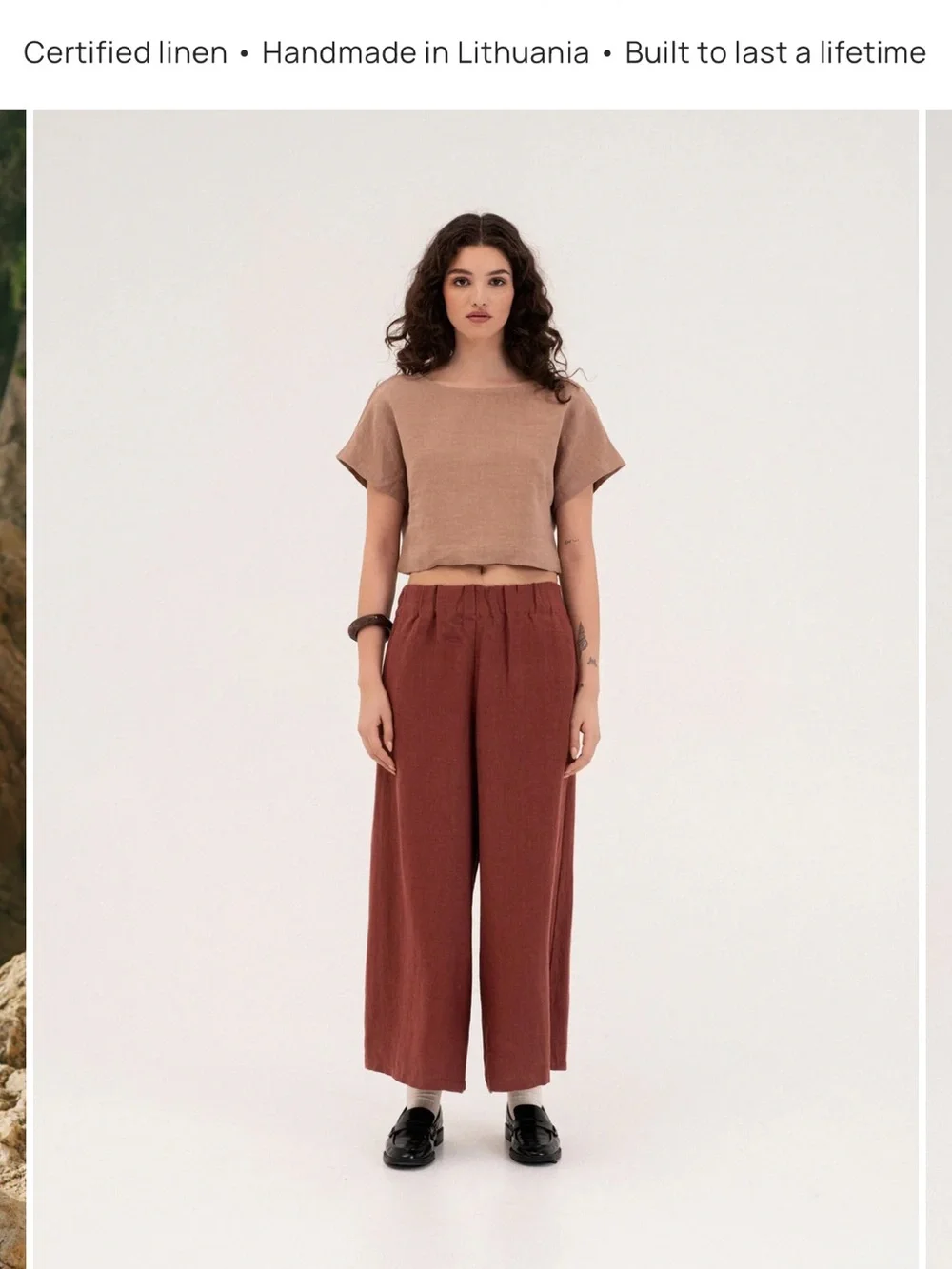 Handmade Linen Crop Top — Earthy Taupe - Picture 2 of 7
